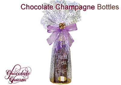 Give a traditional gift with a new twist ... 100% pure Swiss milk or Belgian dark chocolate. We’ll also personalize your bottle with a chocolate message and top it off with a cello wrap just like a gift basket.